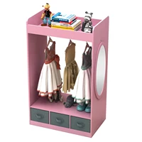 Kids Costume Organizer、 Costume Rack、Kids Armoire、Open Hanging Armoire Closet with Mirror-PINK 2
