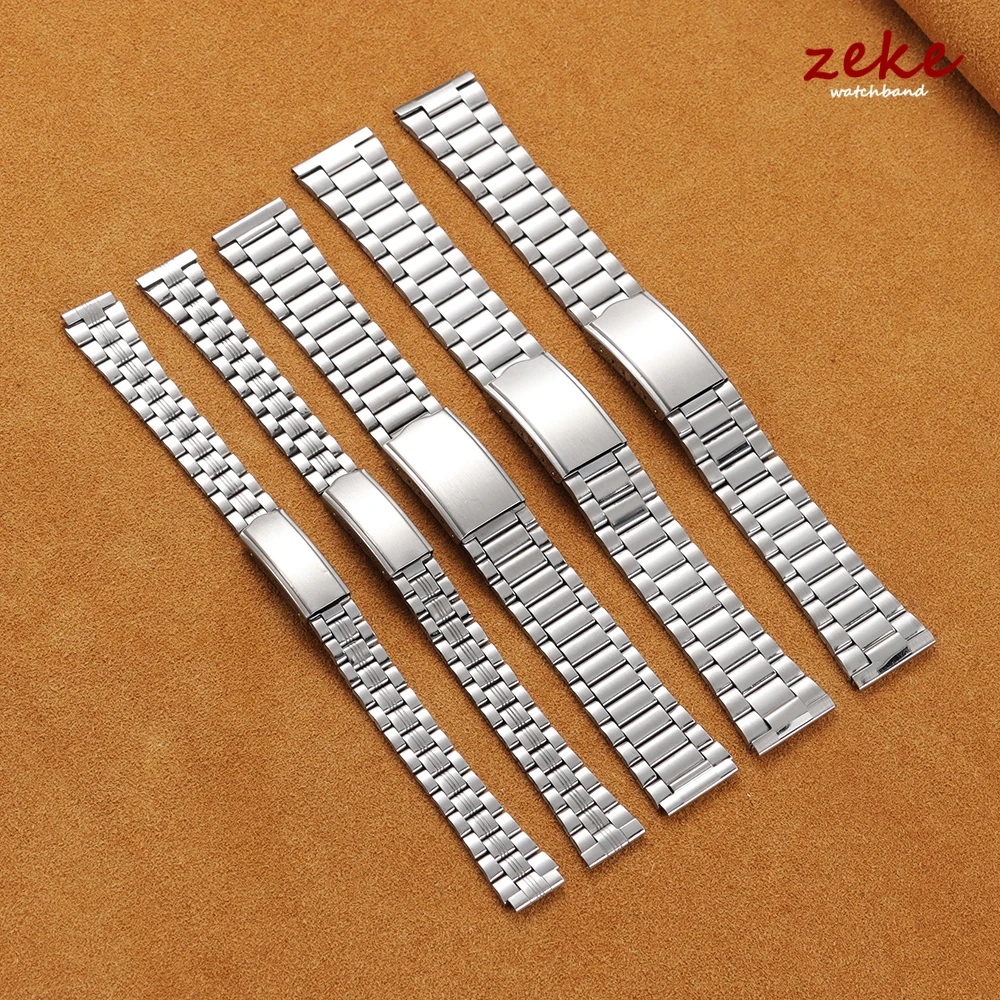 Elegant Silver Gold Stainless Steel Watch Band with Folding Buckle - Universal Metal Bracelet