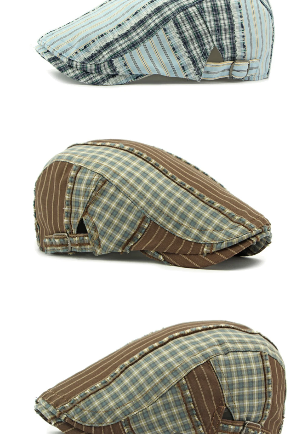 HT4726 Männer Frauen Berets Vintage Plaid Künstler Maler Baskenmütze Hut Neue Frühling Sommer Ivy Flache Kappe Männlich Weiblich Einstellbare Baskenmütze Kappe – Detail 9