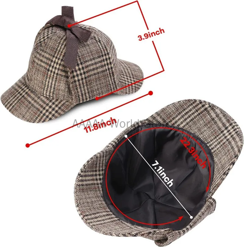 Adults Detective Costume Accessories Set Detective Hat Pipe Magnifying Glass Bow Tie Fake Mustache Lensless Glasses for Role