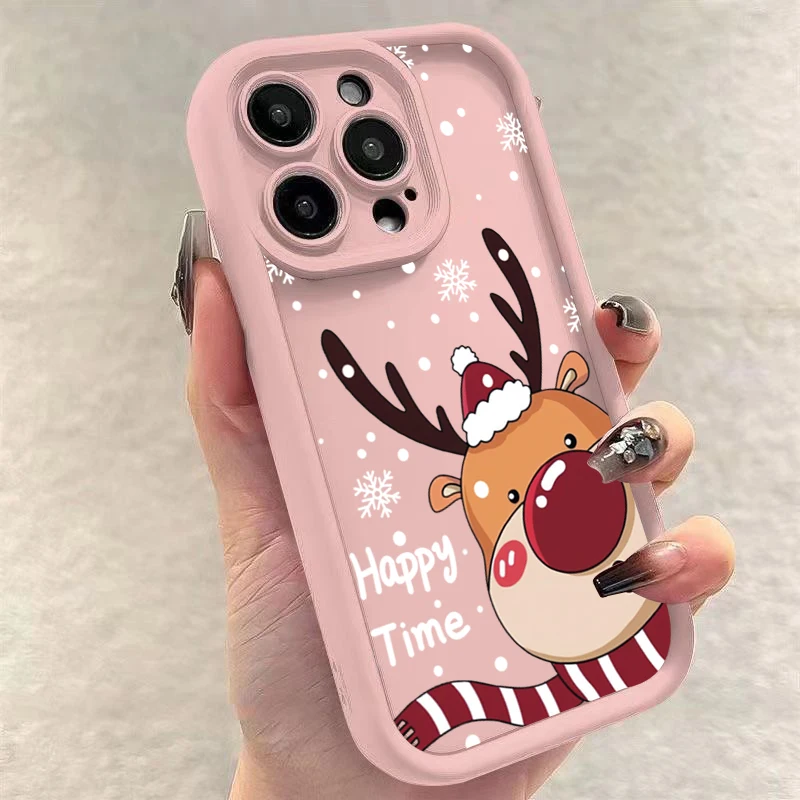 Festive Christmas Deer and Tree Graphic Soft Phone Case