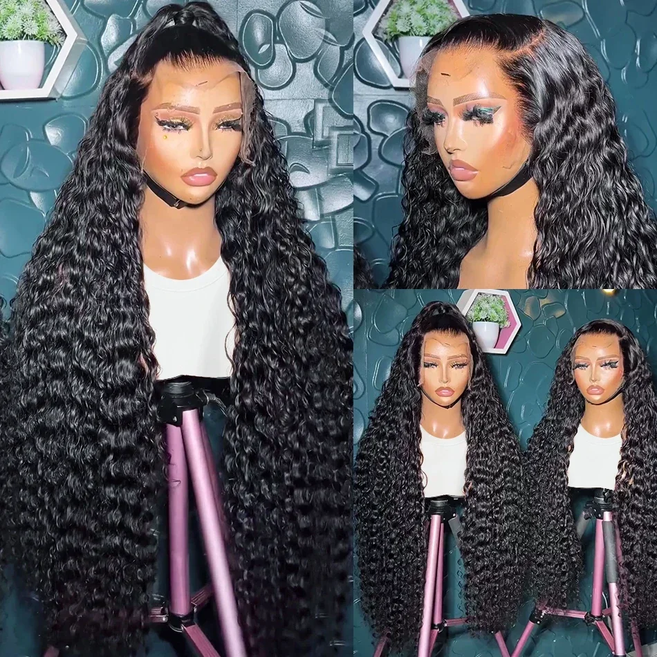 300 Density 40 Inches Curly Wigs Hd Lace Wig 13x6 Human Hair 13x4 Transpare Deep Wave Wigs 360 Full Human Hair Wigs For Women