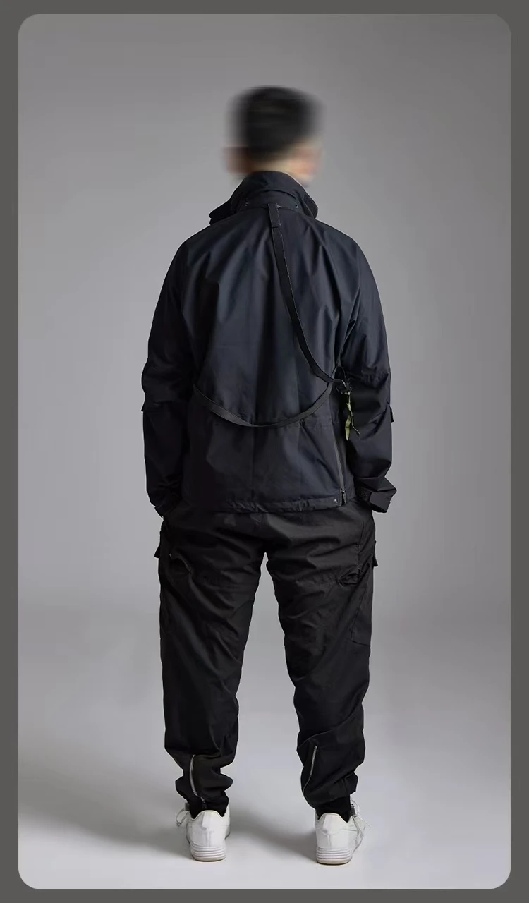 Atzen Front pockets storm jacket gt 2L material convertible frontapron detachable hat-hood techwear