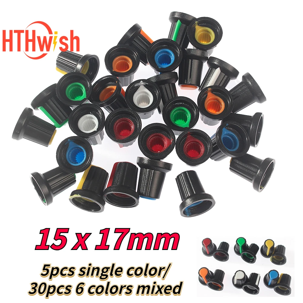 5/30PCS AG2 Potentiometer knob Encoder Switch Cap 15X17mm 6mm Red/Blue/Green/White/Yellow/Orange for WH148
