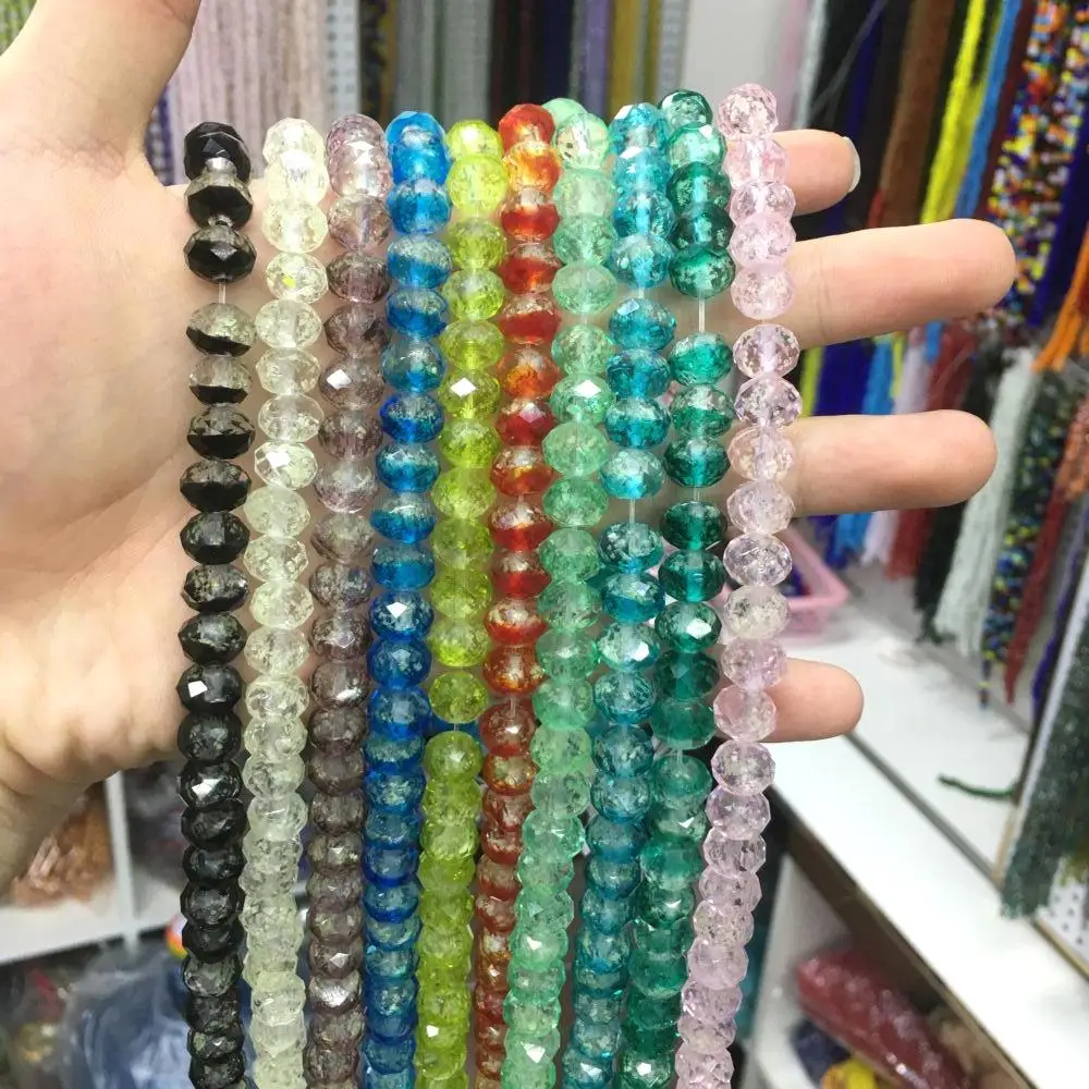 Double Color Glass Faceted Waist Bead Cute Lampwork Glass Loose Beads For Jewelry Making DIY Bracelet Necklace Accessroeis