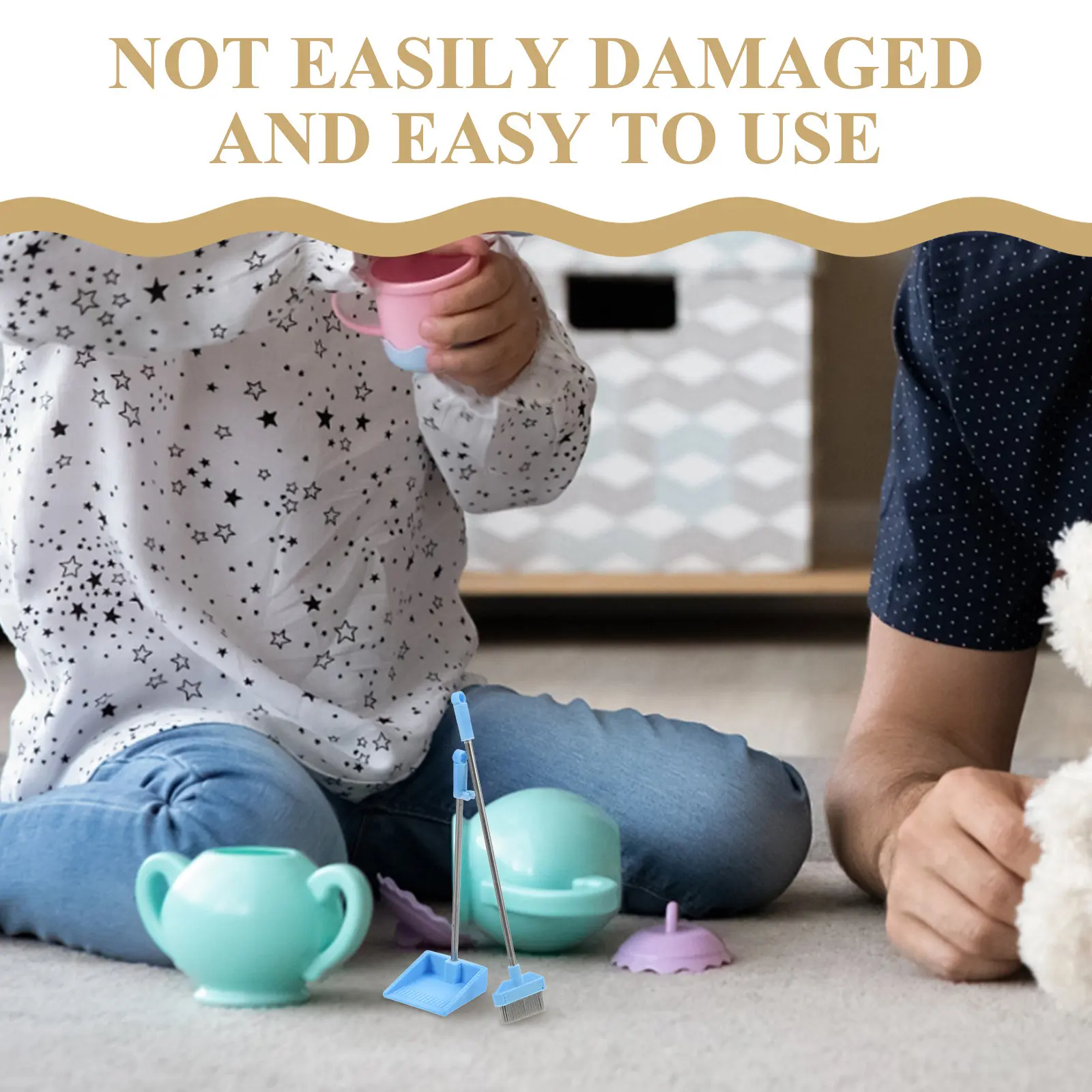 1세트 미니 빗자루 쓰레받기 세트 인형의 집 놀이집 데스크탑 장식 미니 하우스를 위한 정통적인 디테일 미니어처 청소 도구