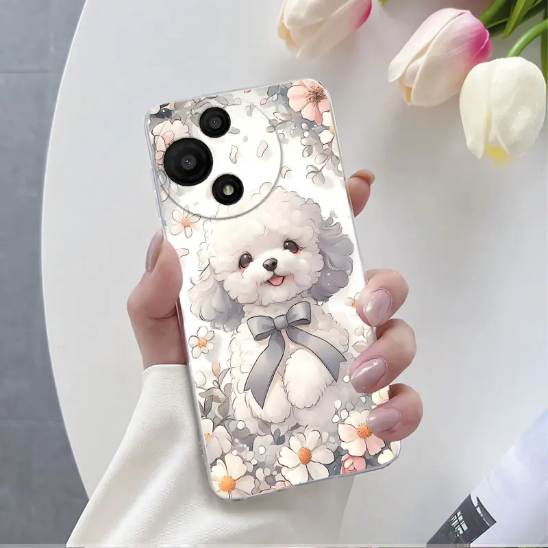 Floral Marble Design Transparent Silicone Phone Case - Soft Protective Cover