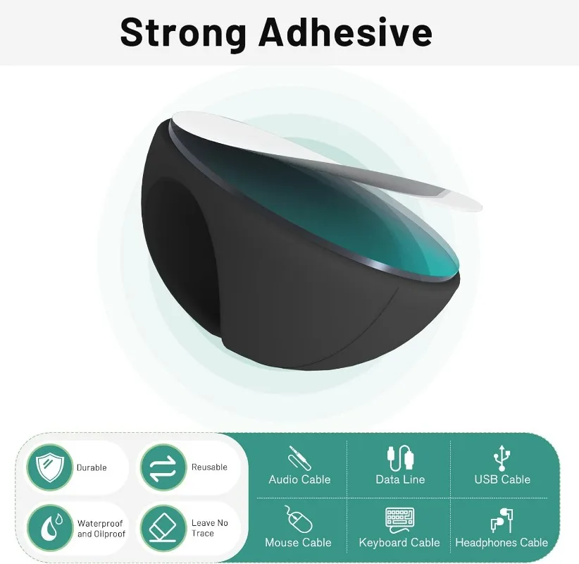 Cable Organizer 20/10PCS Self-adhesive Wire Fixer Cable Holder Silicone Data Lines Desktop Management Compatible Clips Stickers