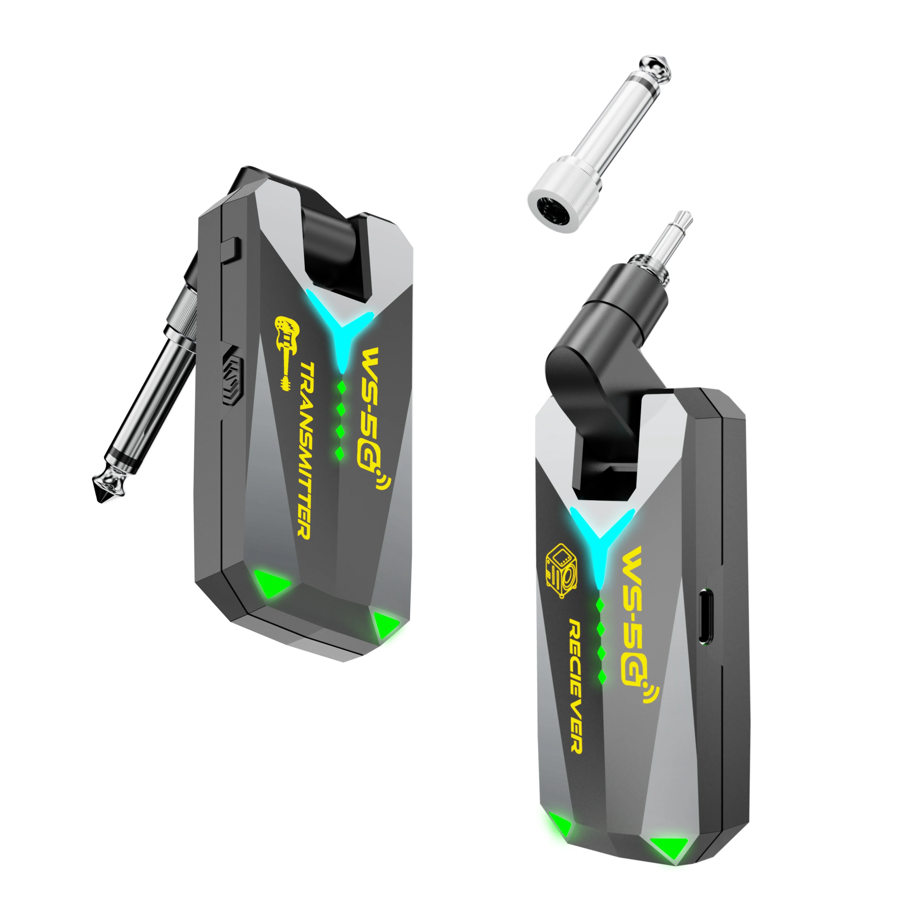 5.8GHz Wireless Guitar System Audio Rechargeable Transmitter Receiver Works with 3.5mm & 6.35mm Jacks No Pairing Required