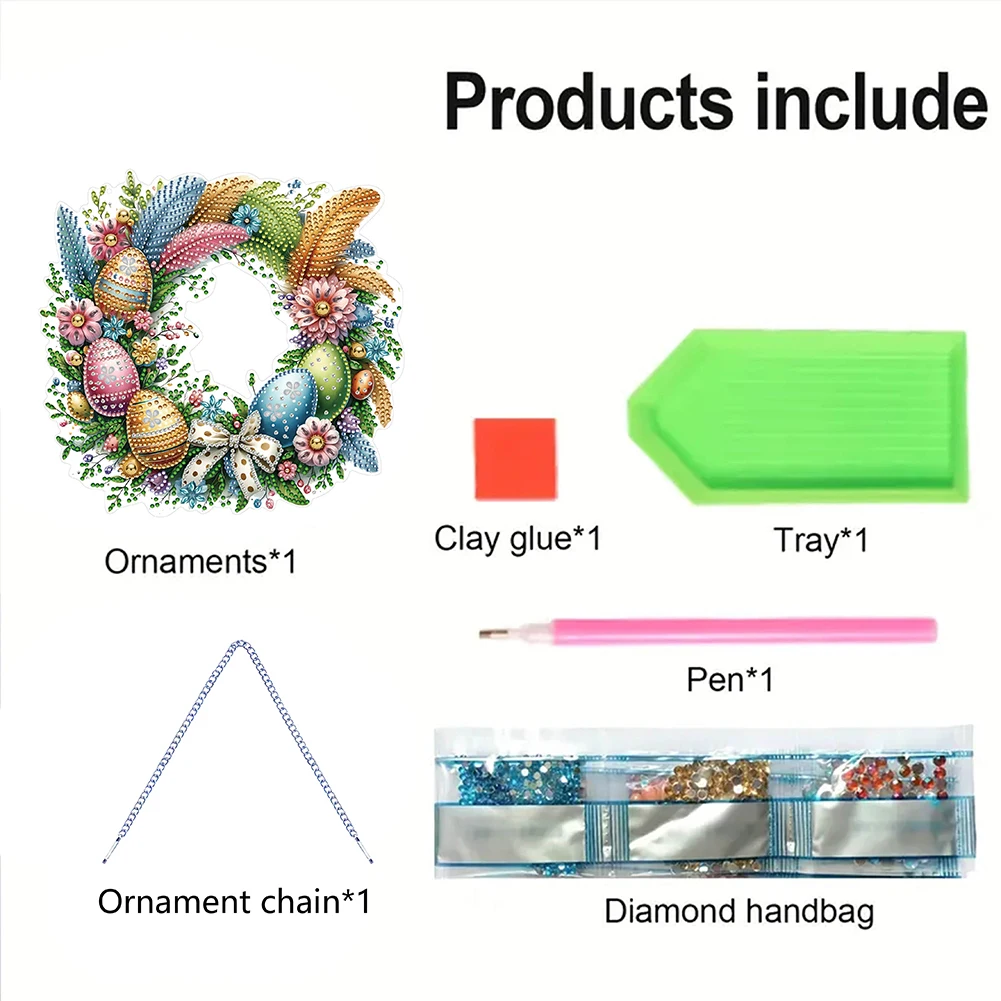 DIY Acrylic Easter Wreath Diamond Painting Pendant