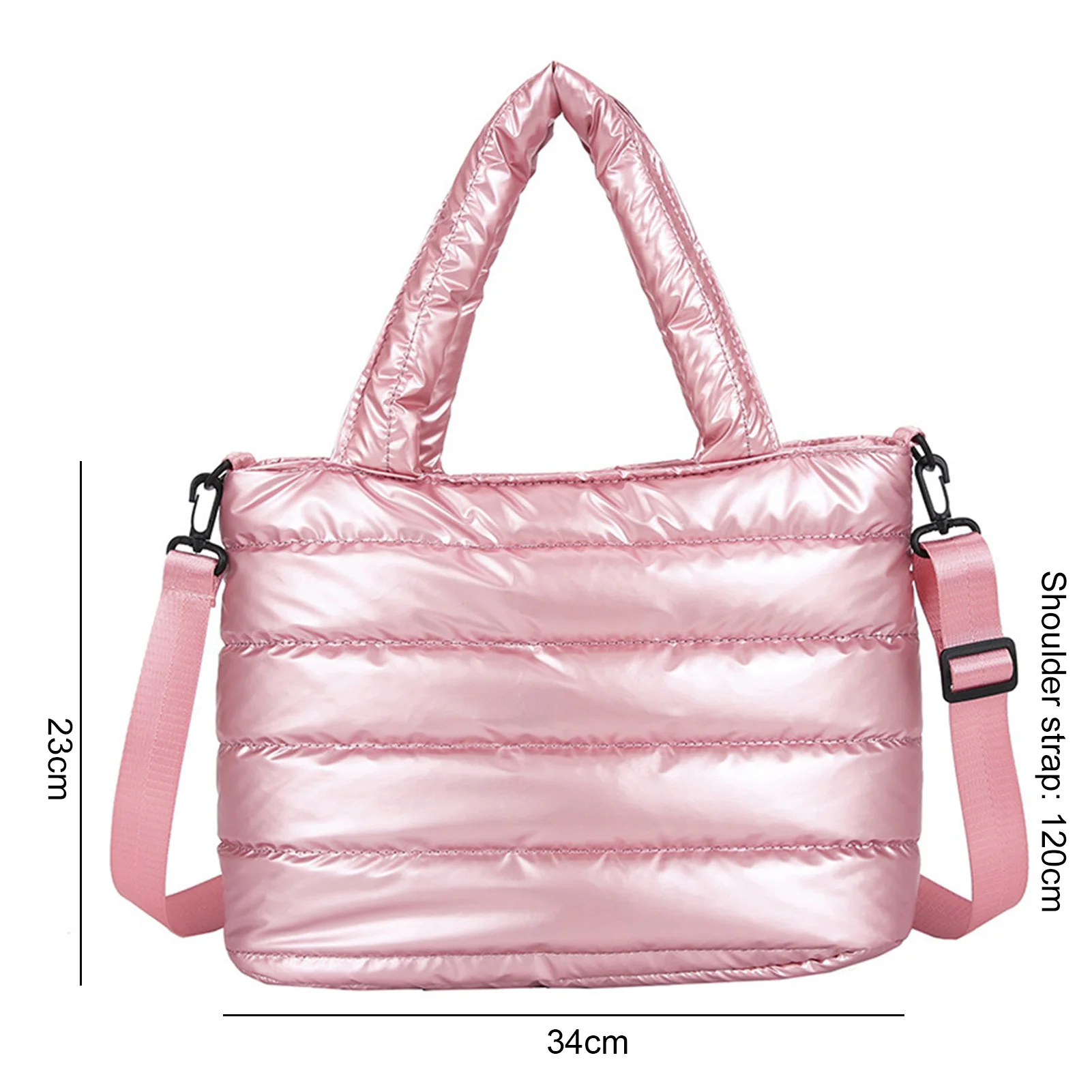 Women Quilted Tote Bag Large Capacity Smooth Zipper Adjustable Straps Handheld Lazy Pillow Shoulder Bag Winter Handbag bolsos