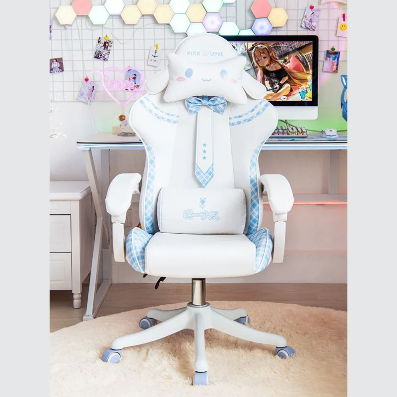 Hot Sale JK Gaming Chair Cute Pink Japanese Girl Upgradable Rotary Nгровые Cтуль Student Home Office Fixed Armrest Bow Cтул 3