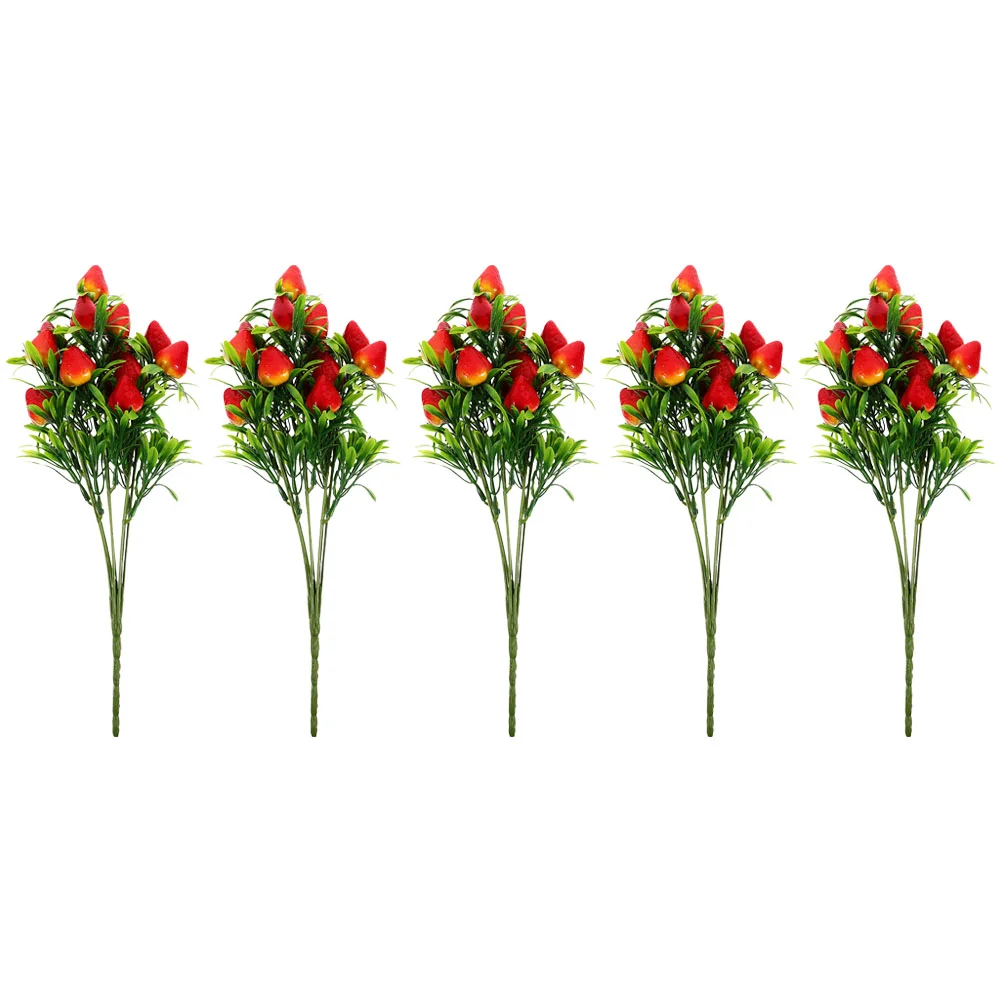 

5 Pcs Simulated Strawberry Nupec Fake Artificial Bouquets Decorate Wedding Ceremony Stems Pvc