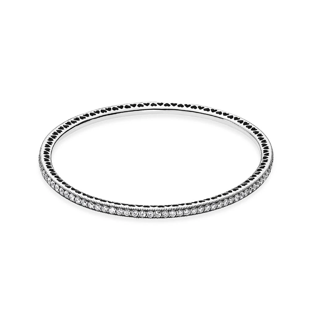 

Authentic 925 Sterling Silver Twinkling Forever Fashion Bangle Fit Women Bead Charm Gift DIY Jewelry