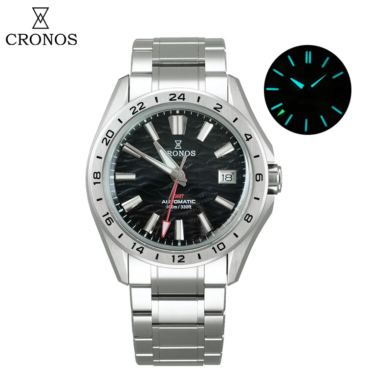 Cronos GS Mechanical Men Watch 39mm Birch Pattern GMT NH34
