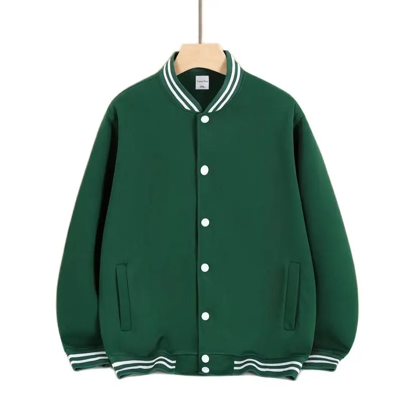 

Baseball Jackets Men Women Bomber Jacket Spring and Autumn Thin Tops Fashion Casual Coat Solid Button Outerwear Customizable
