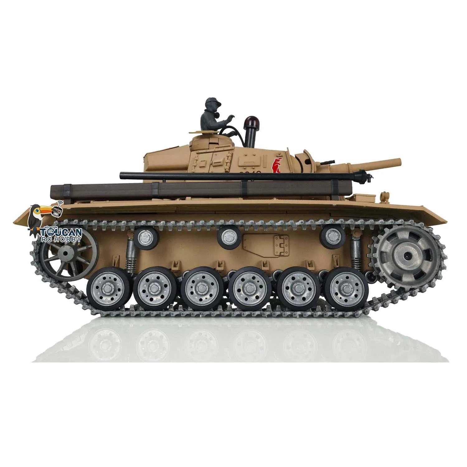 HENG LONG 1/16 7.0 Customized Panzer III H RTR RC Tank 3849 Metal Tracks Wheels Steel Sprocket Wheels BB Shooting Yellow TH17369 5