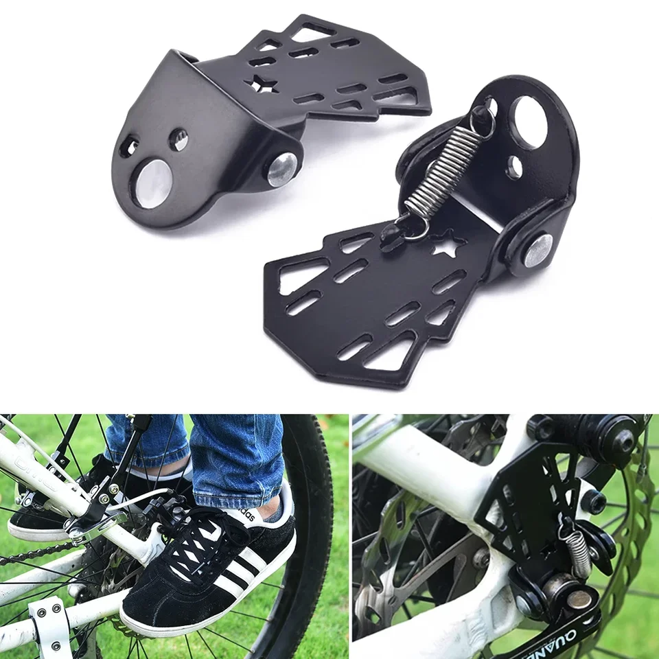 Reposapiés Plegable Para Bicicleta - 1 Par, De Acero, Antideslizante, Ideal Para Niños