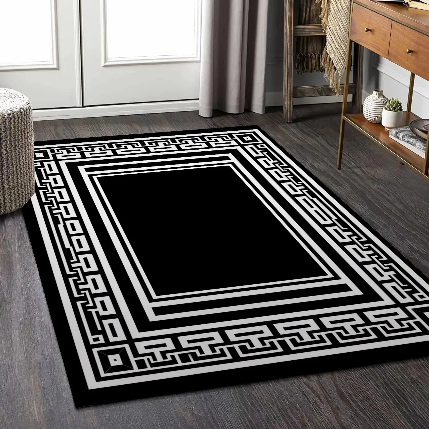 Luxury Carpet for Living Room Modern Black White Geometric Non-slip Lounge Soft Rugs Decoration Home Bedroom Floor Door Mat 3