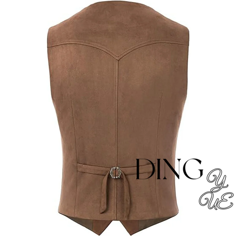 Gilet de costume en cuir suédé pour hommes