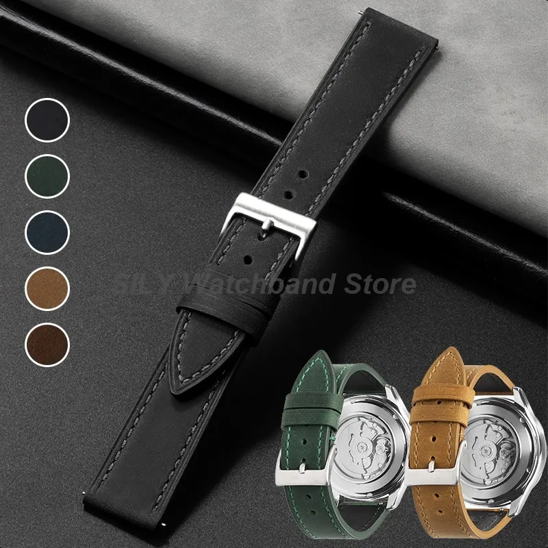 Vintage Brown Calfskin Leather Watch Strap - Premium Soft Wristband