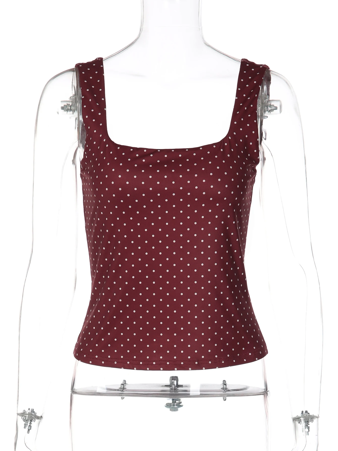 Hugcitar Fashion Polka Dot Print Straps Backless Sexy Slim Crop Tank Top Summer Women Clothes Streetwear Festival Yoga Sport 6