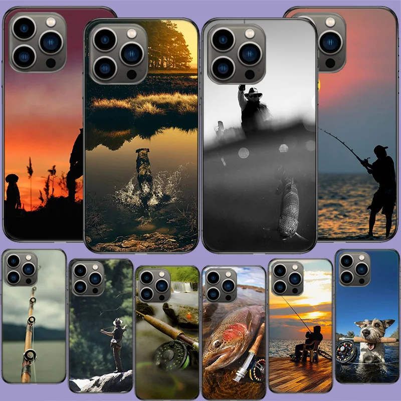 Hunter Man Fishing Dog Phone Case Per Iphone 15 14 13 Pro Max 12 Mini 11 Pro Xr X Xs Max 6 6S 7 8 Plus 5 Se 2020 Cover Cute Fondo