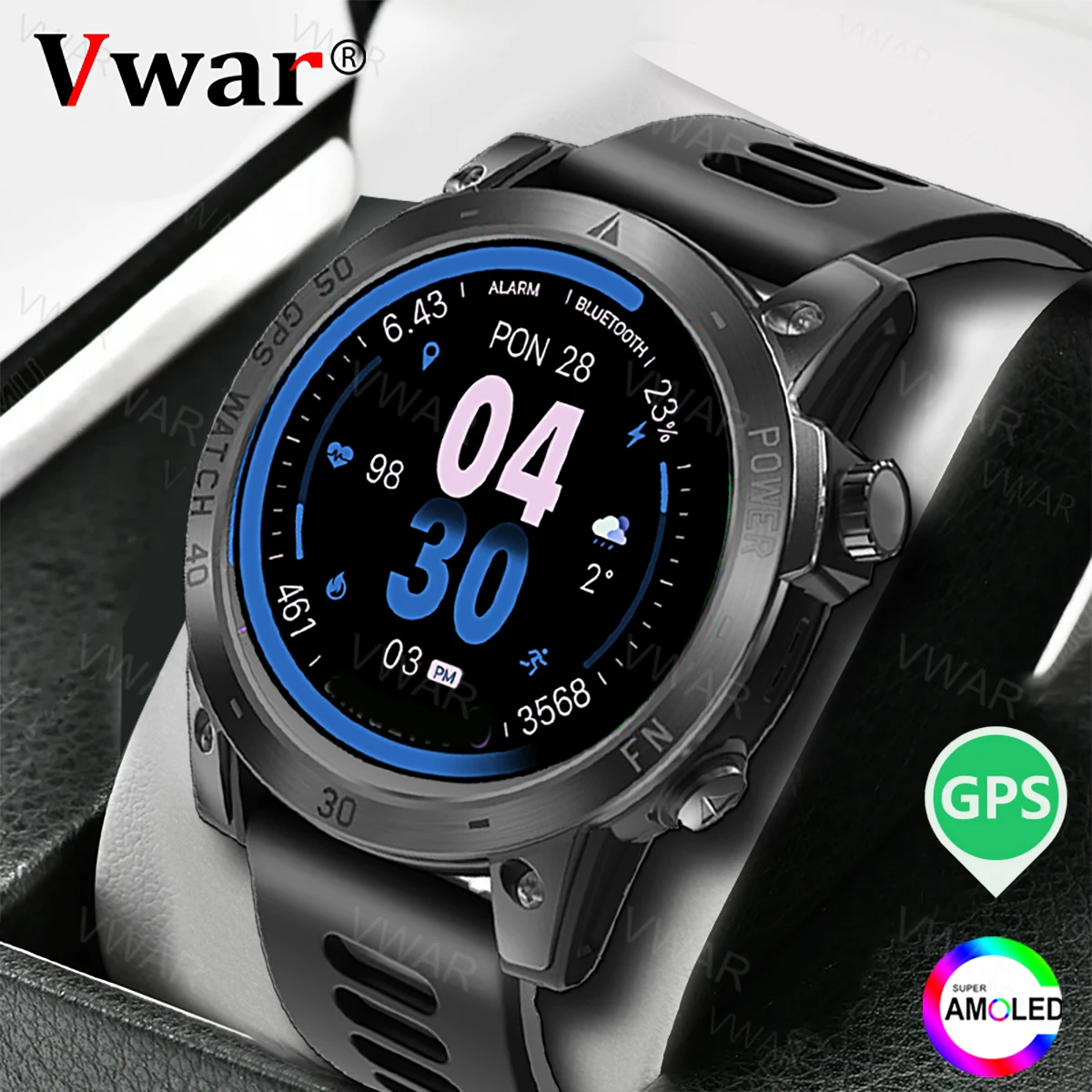Amoled Gps Smart Watch Vwar Fit 3S Altitude Compass Tactical Smartwatch Men Ip69K Impermeabile Military Sport Fitness Tracker