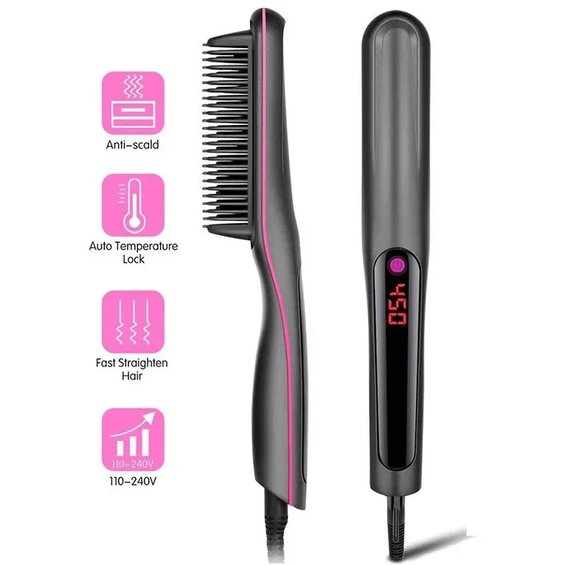 Description Picture 4 of itemHair Straightener Brush Comb Electric Hair Brushes Hot Comb Straightener For Hair Anti-scalding Ceramic Beard Straightener Brush