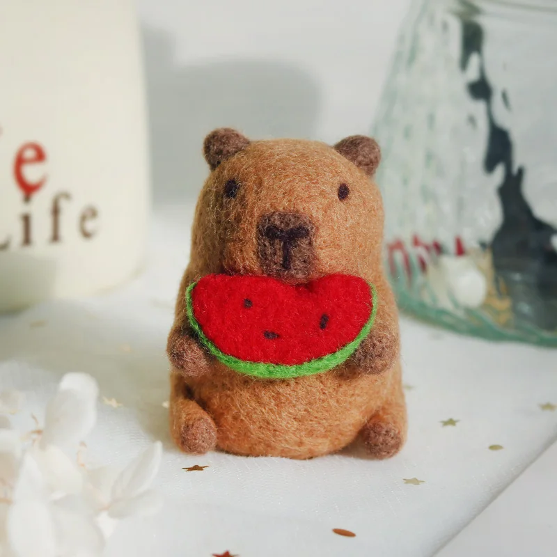 No Finish DIY Kit Capybara Hog Animal Wool Felt Craft Poke Handmade Needle Wool Kit Doll For Kids Women Beginner s