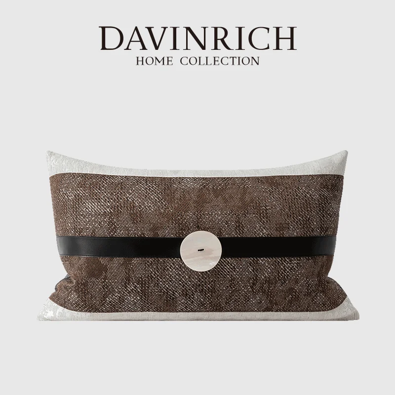 

DAVINRICH Painstakingly Design Lumbar Pillow Cover Luxury Satin Leather Spliching Accent Cushion Case Metropolitan Home Decor
