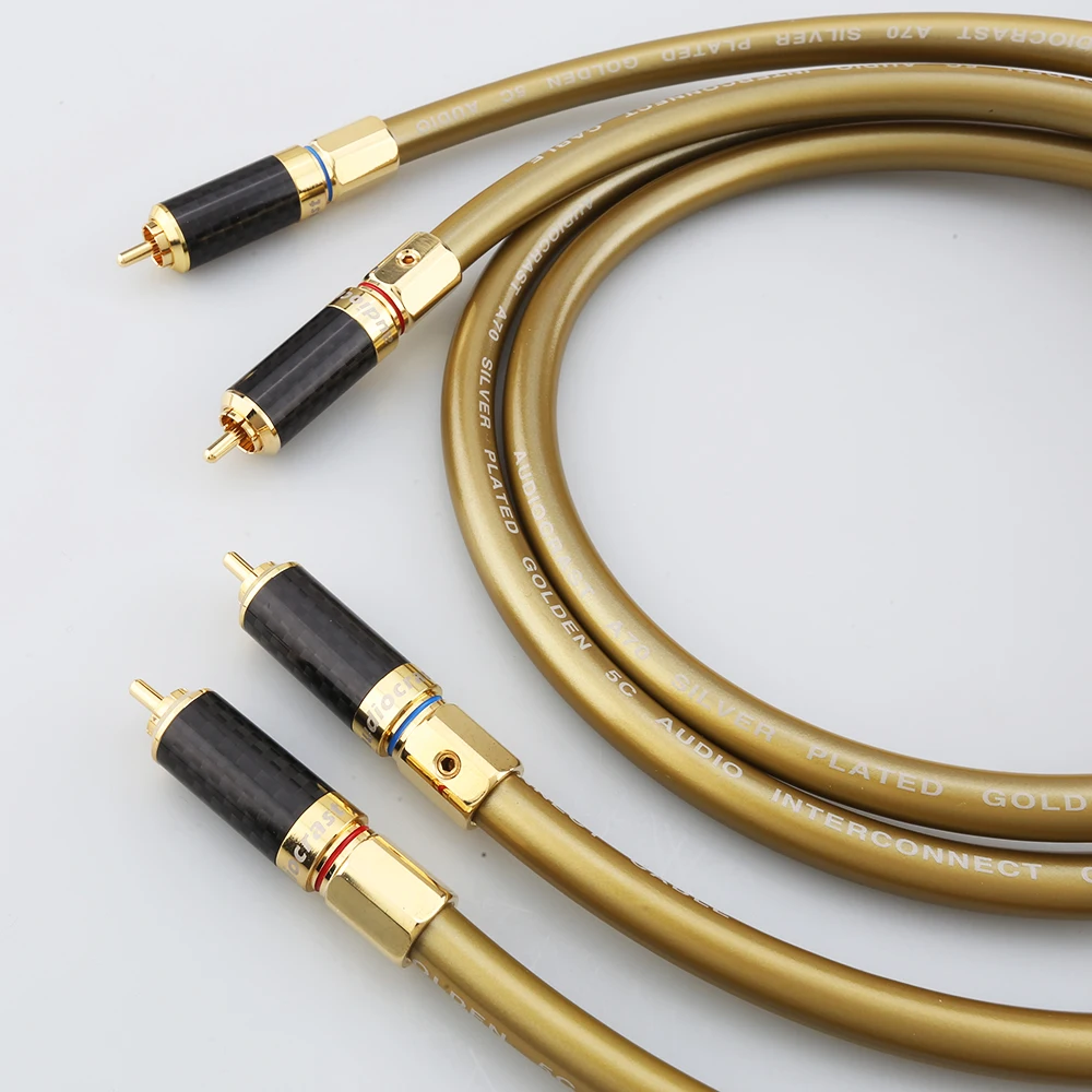 Occ Cobre Rca Cabo com Fibra de Carbono Rca Plug Como Cardas Hexlink Dourado 5-c Cabo de Interconexão Par - Image 6