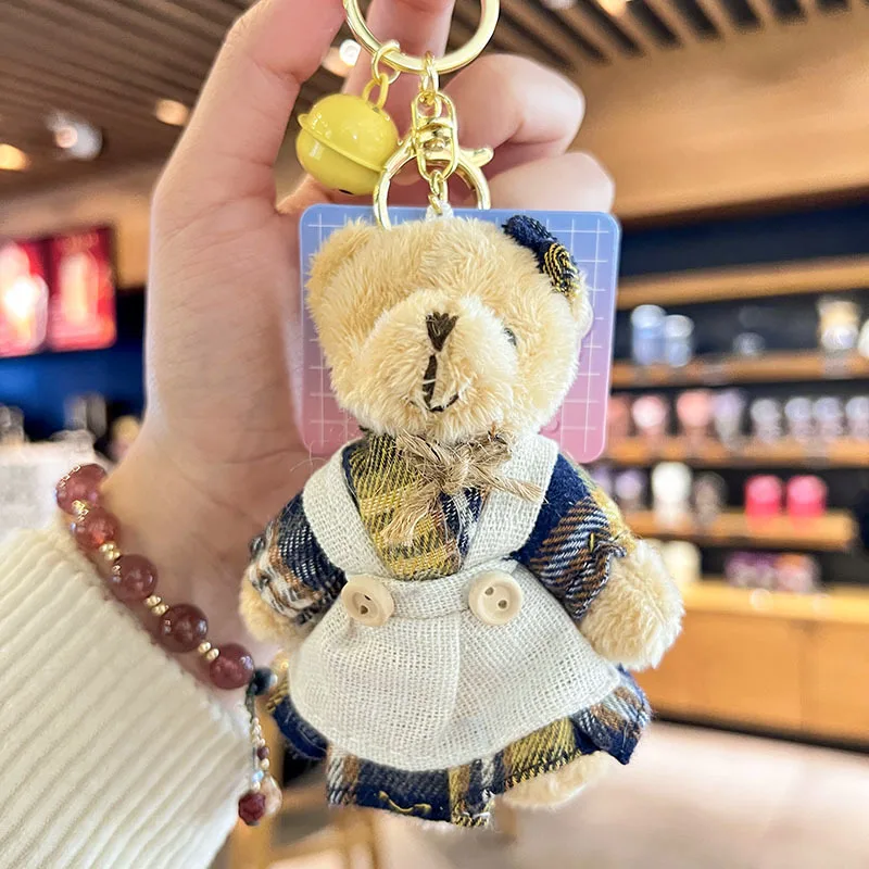 미니 테디 베어 인형 자동차 키체인, 봉제 인형 키체인, 작은 선물 키체인, 가방 펜던트, 테디 베어 키체인 선물