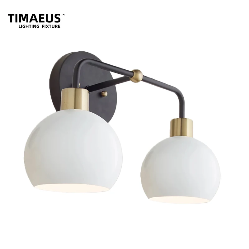 

TEMAEUS Vintage with Globe metal Shade 2 Lights Wall Sconces Double Head Wall Lights Retro Style Wall Lamps Room Decor Indoor