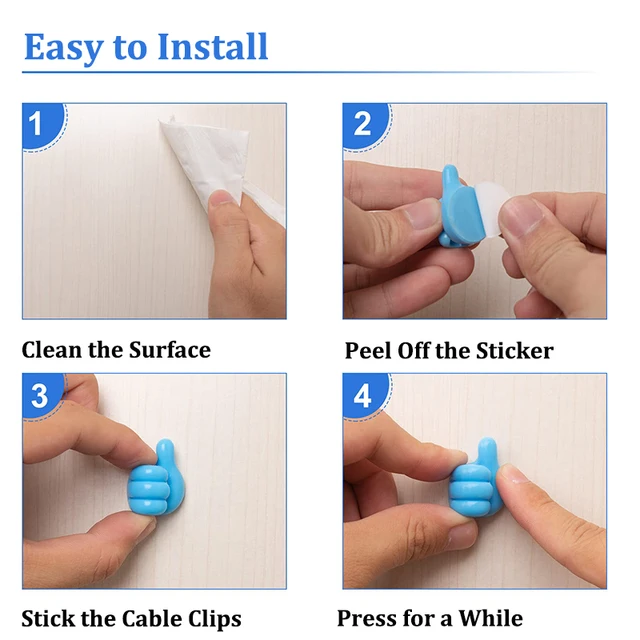 10 Db Hüvelykujjhorog Tartó Huzalszervező Falhorgok Fogas Többfunkciós Kulccsal Tároló Klip Konyha Fürdőszoba Dekoráció Tartozékok - Image 5