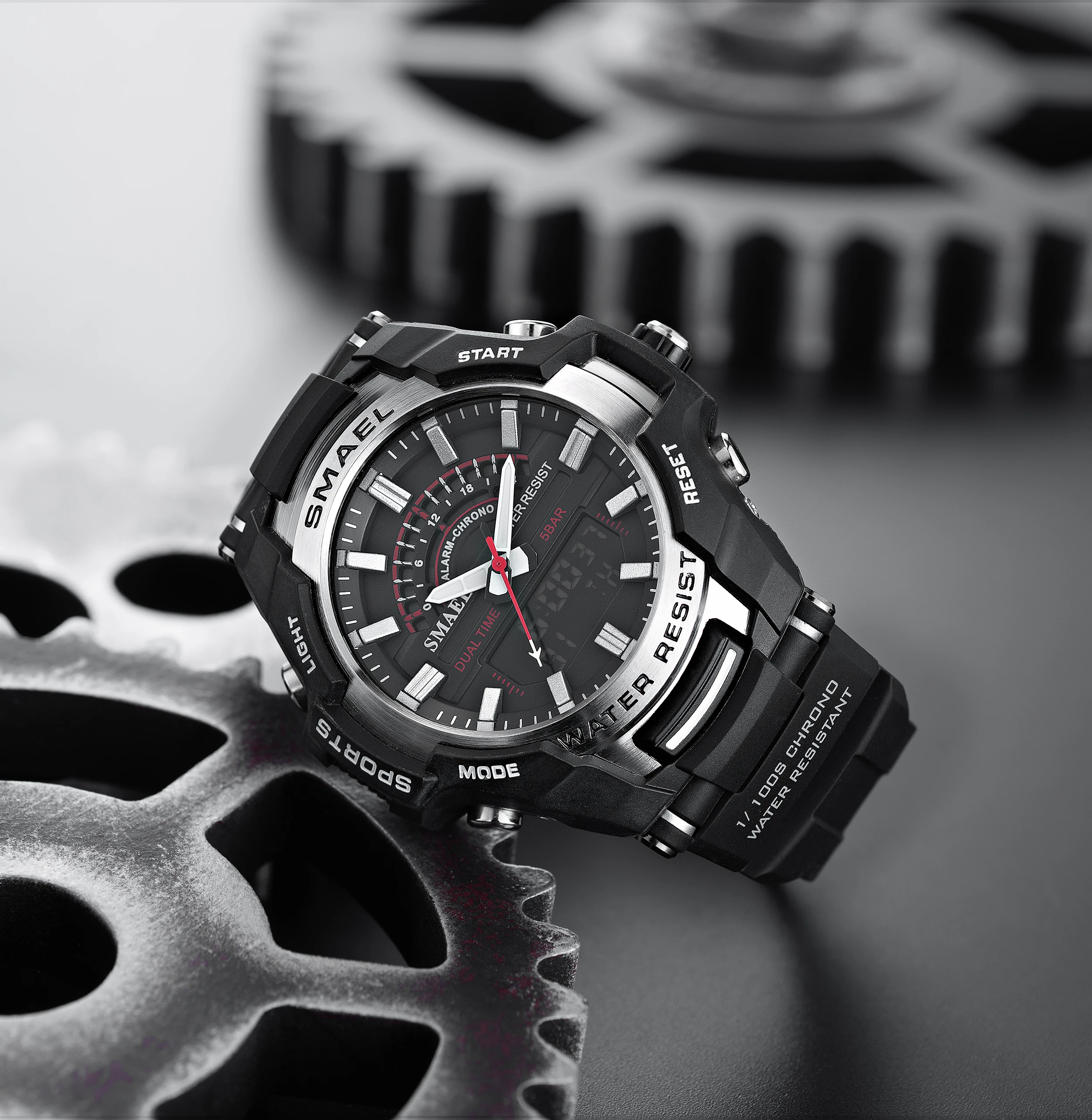 New Men's Military Young Students Waterproof Sports Digital LED Double Display Quartz  Large Watch