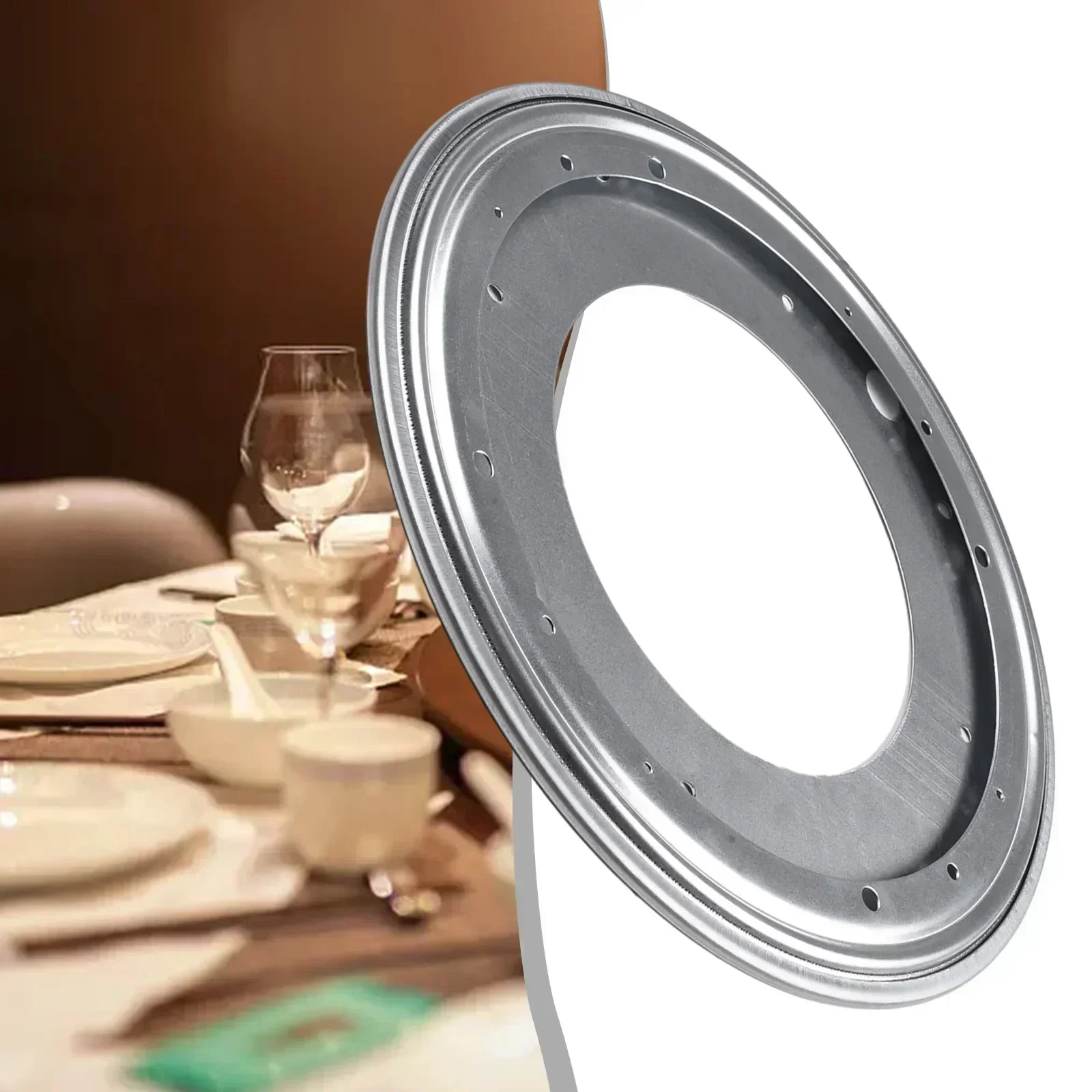 DIY Friendly Food Serving Trays Galvanized Steel Kitchen Dining Table Lazy Susan Turntable Balls Move Smoothly