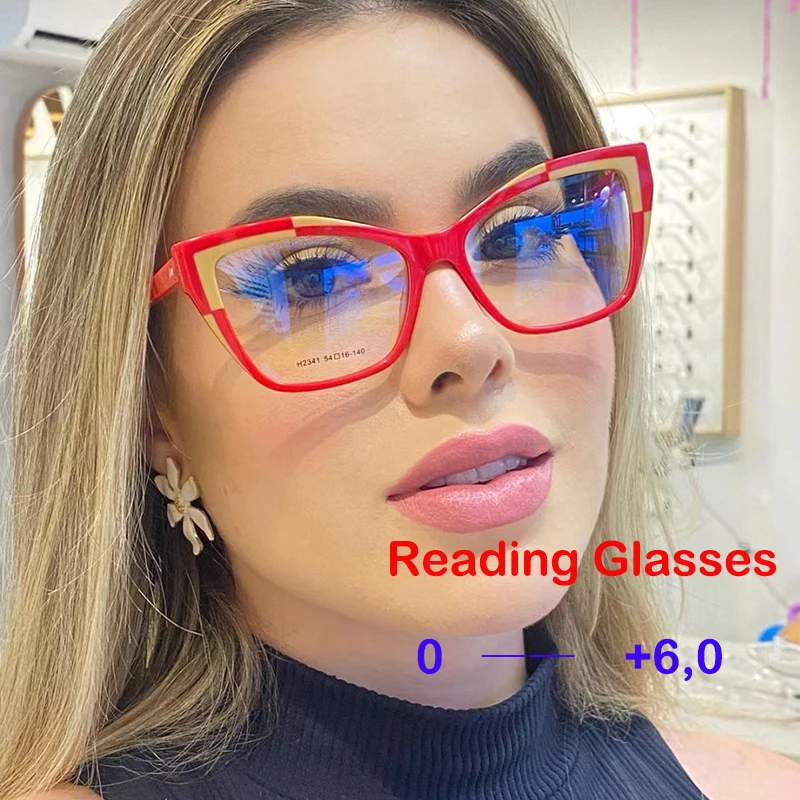 Retro Triangle Cat Eye Anti Blue Light Glasses Women Men High Quality Metal  Frame Reading Glasses Computer Optical Hyperopia +2 - AliExpress