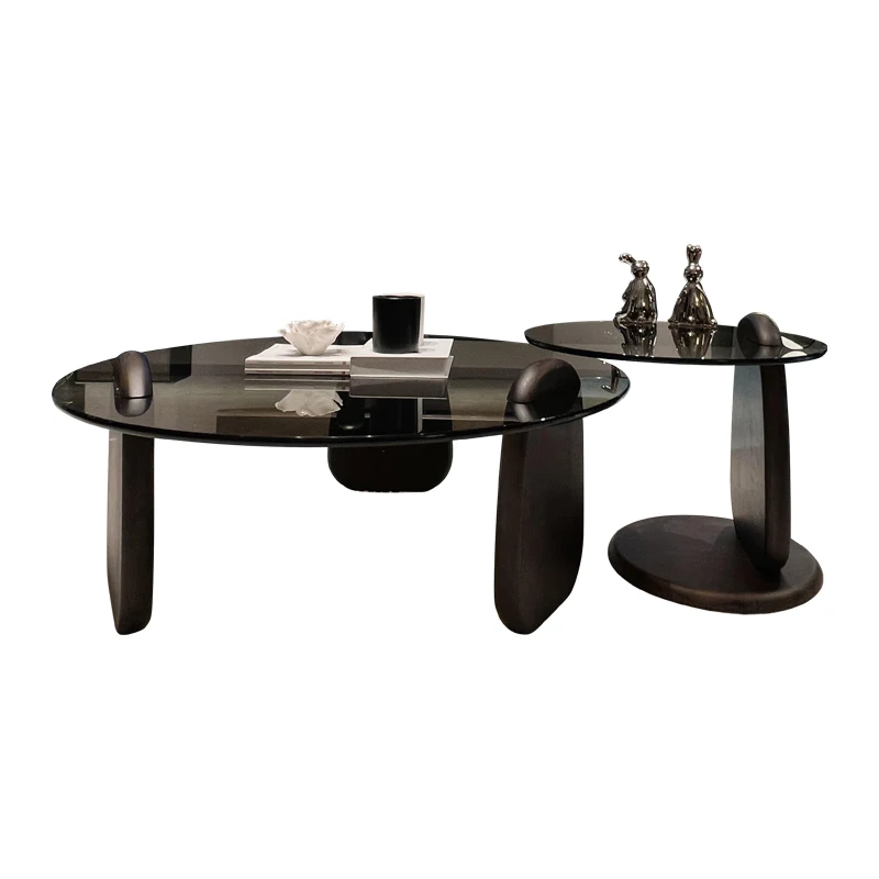 

ZL Solid Wood Tempered Glass Tea Table Size Combination Home Living Room Nordic Ash Wood Tea Table