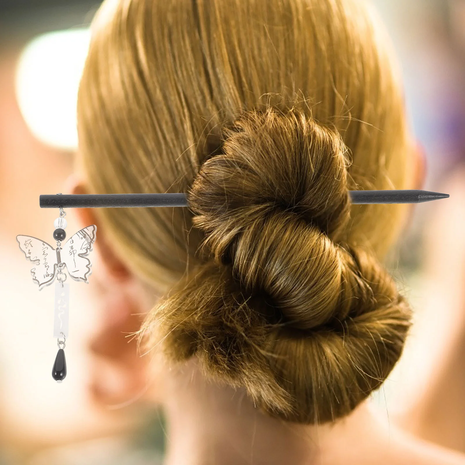 

Chopsticks Women's Vintage Decor Japanese Butterfly Hair Bamboo Decorative Hairpin