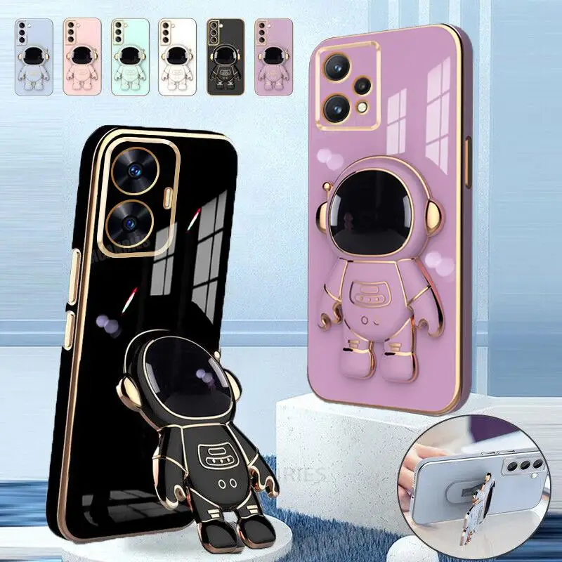 Astronaut Holder Luxury Plating Silicone Stand Case