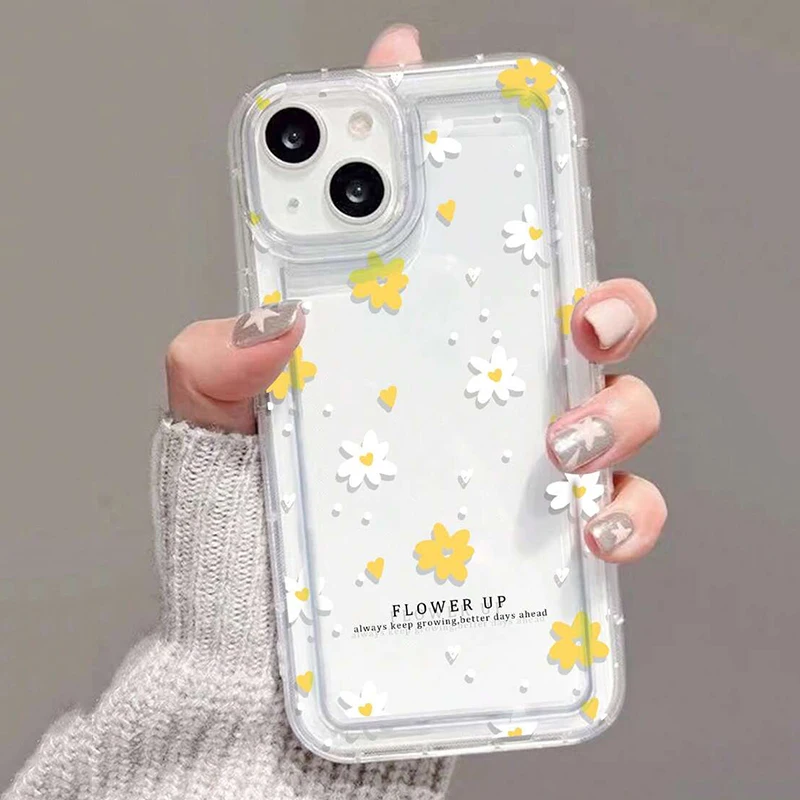 Summer Yellow and White Floral Fragments Clear Phone Case Cover