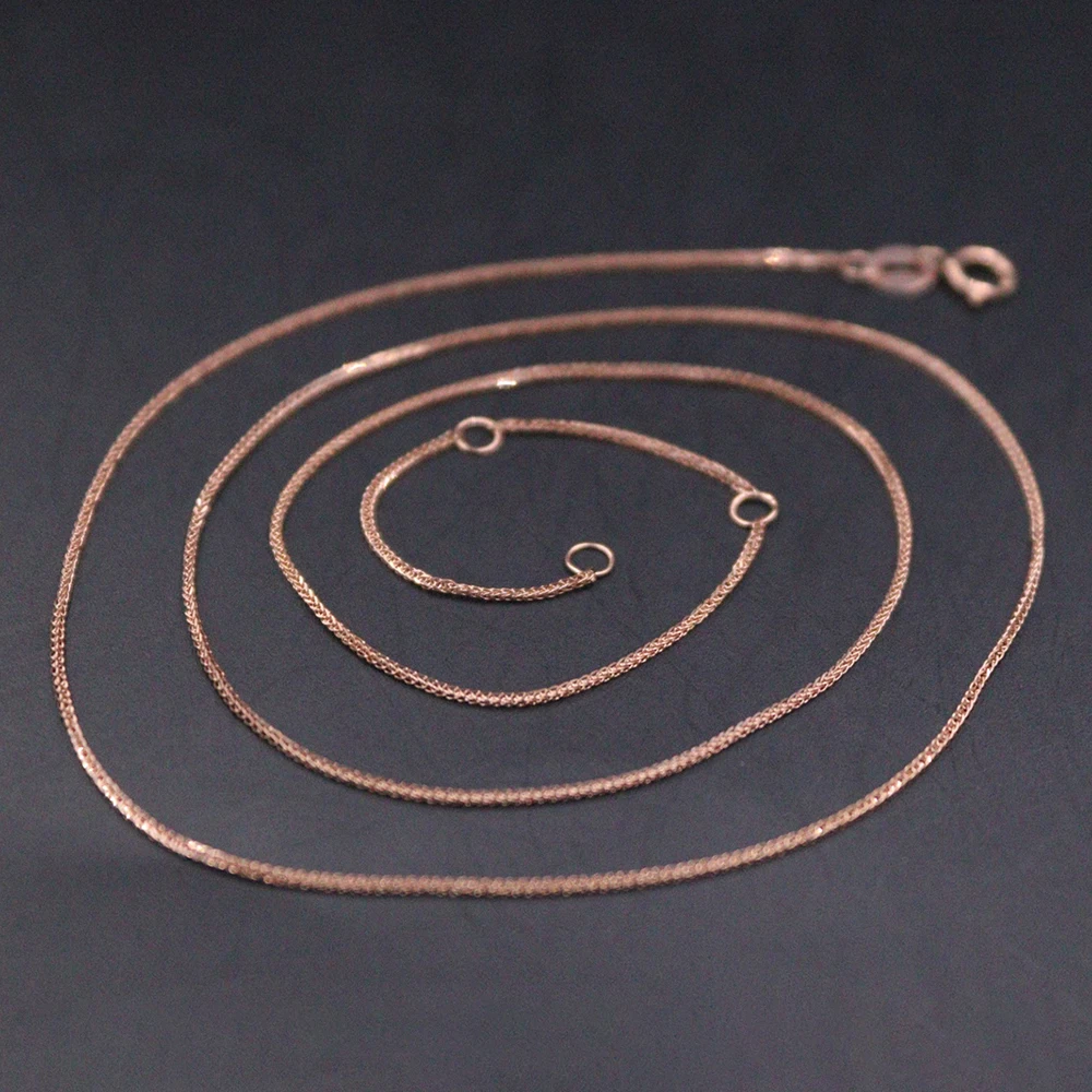 

Pure 18k Rose Gold 0.9mmW Wheat Chain Foxtail Necklace 45cmL 0.8-1.1g