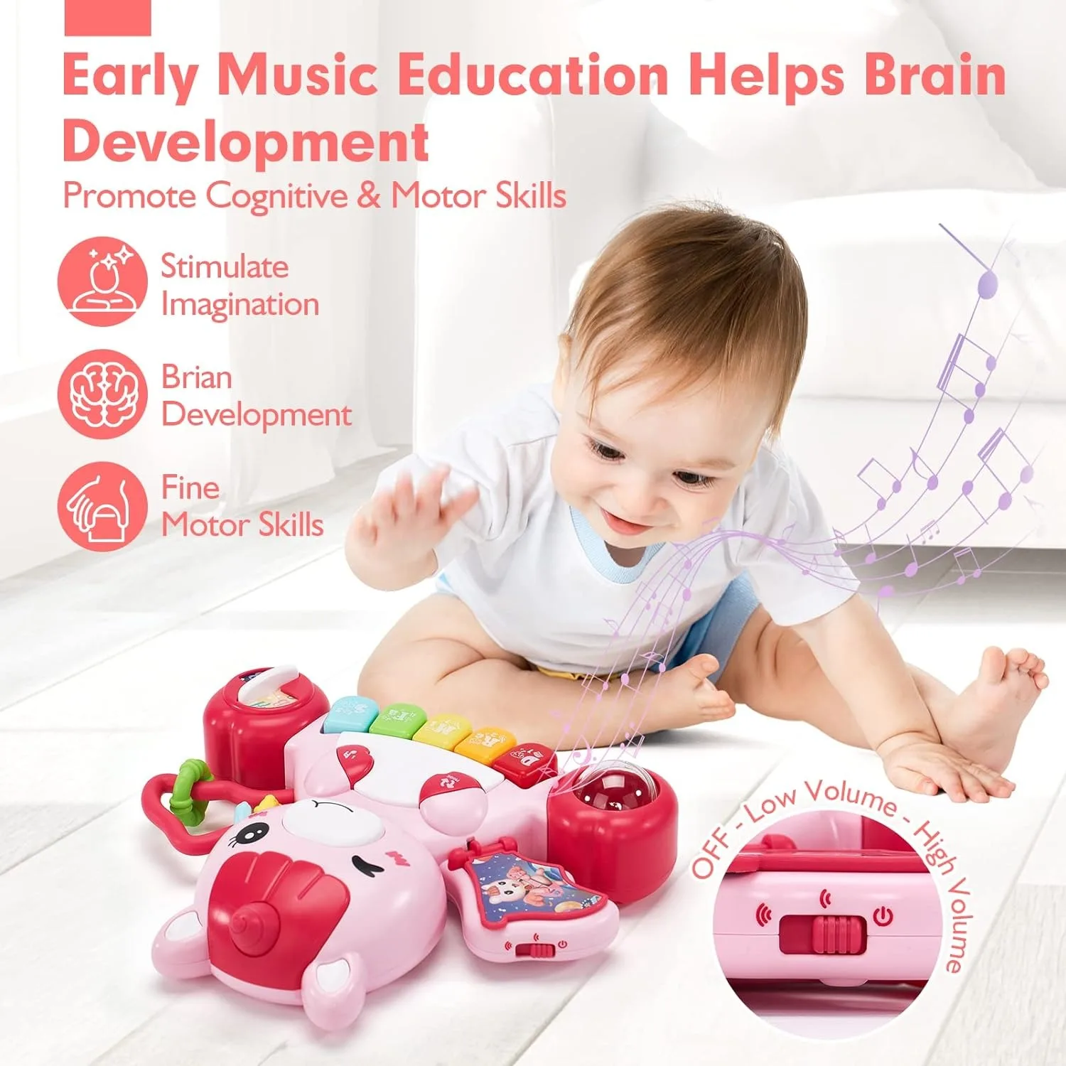 Baby Toys Boys Girls Activity Early Learning Educational Toys Unicorn Musical Light Infant Piano Toys Music Instrument Gift 4