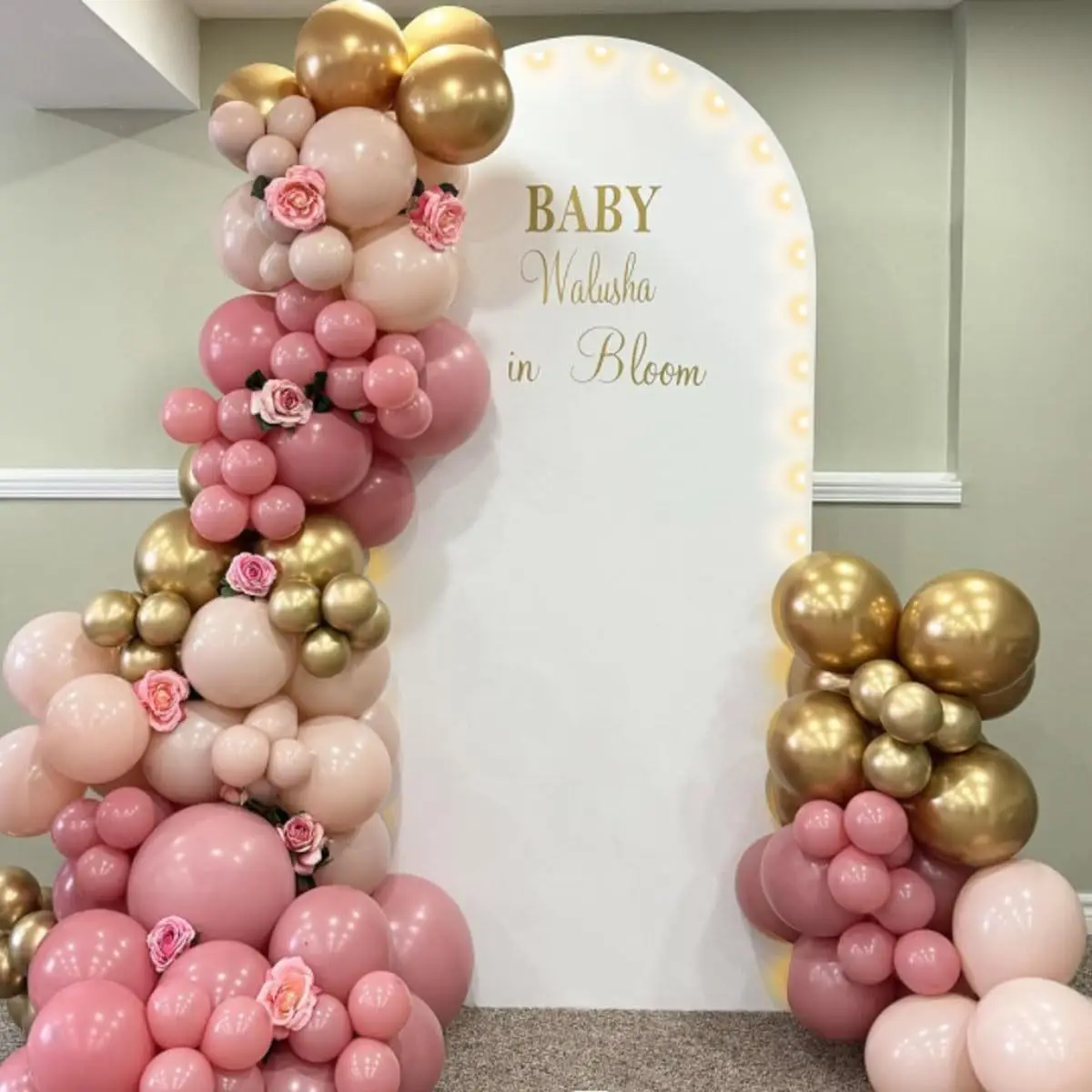 Description Picture 6 of item7.2FT Wedding Arch Cover Pink Spandex with Lights U Top Backdrop Stand for Photographic Background Birthday Party Decoration