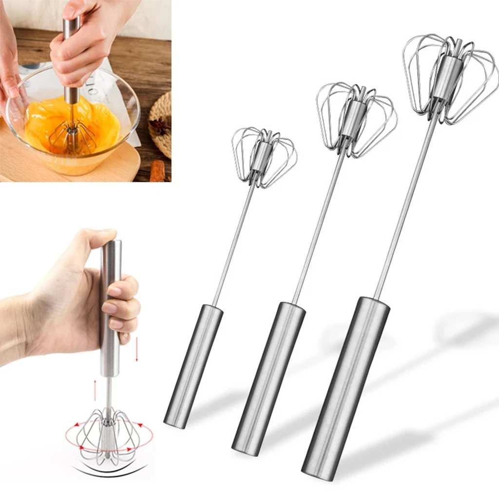 Sbattitore Manuale semiautomatico, in Acciaio Inox, Rotante, per Uova, frullatore, frullatore, frullatore da Cucina per frullare, mescolare e preparare la Crema Samuliy
