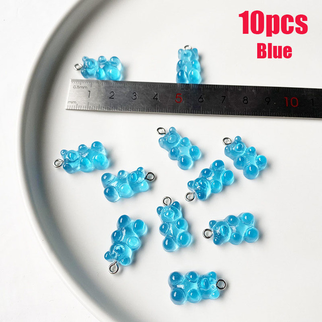 Colorful Gummy Bear Pendant Charms for Necklace Bracelet Diy Earrings Jewelry Bears Valentine's Day Gift 2.1*1.1cm