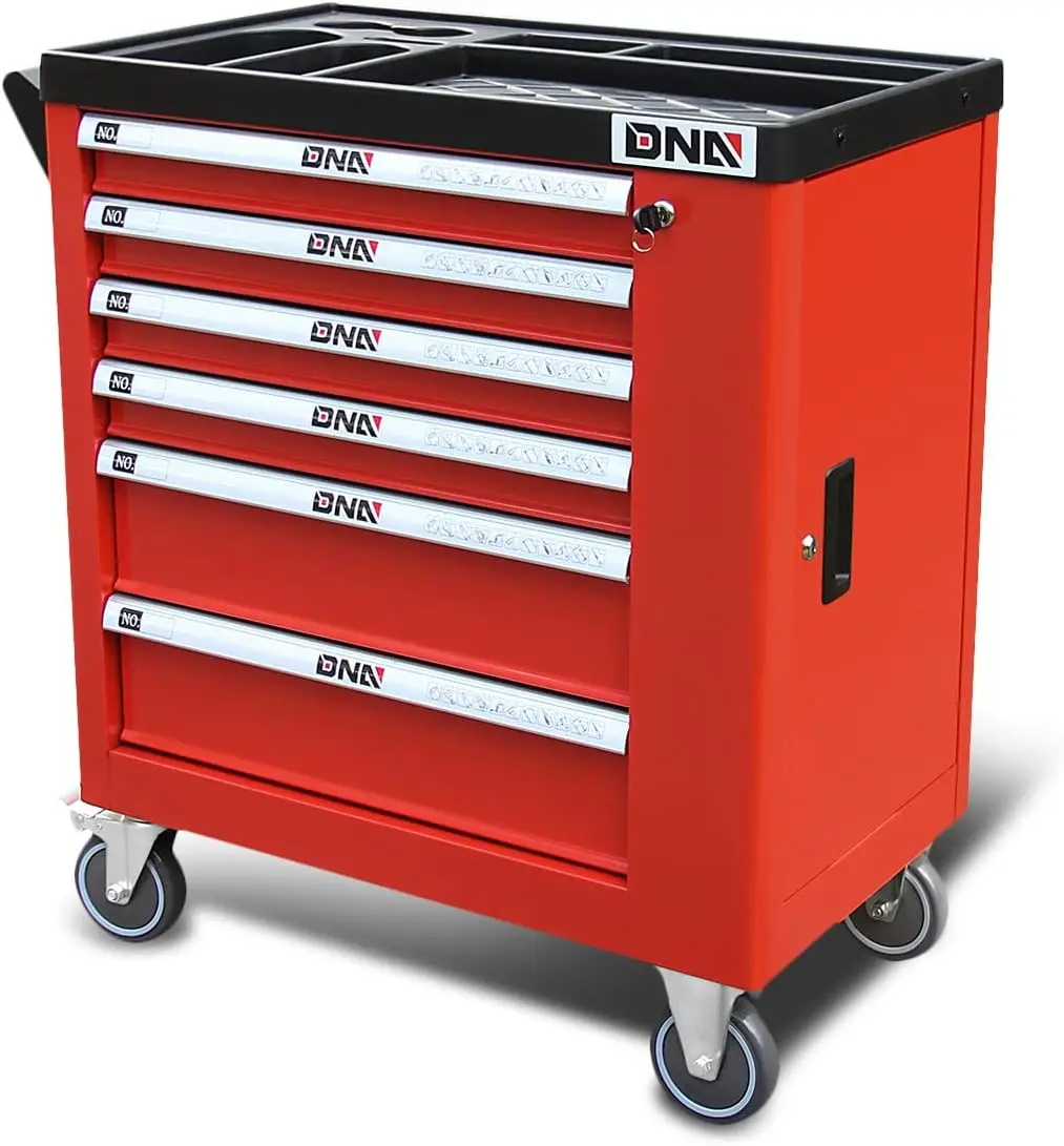 

New Package DNA MOTORING 36" H X 30.5" W X 18"D Heavy Duty Lockable Slide Tool 6-Drawers Chest Rolling Tool Cart Cabinet