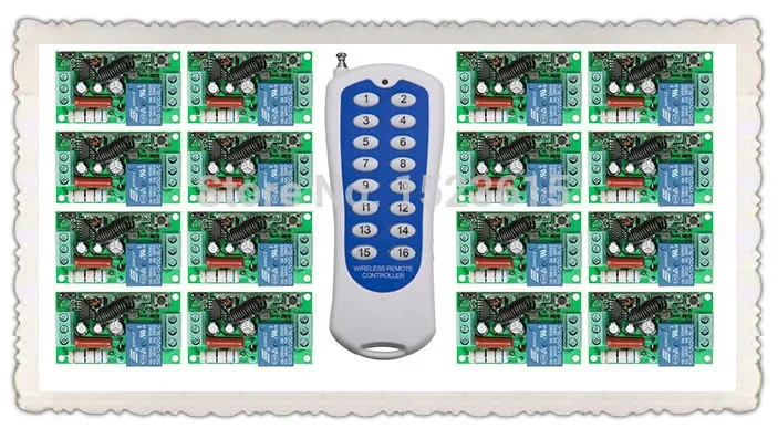 

New AC220V 1CH 10A wireless remote control switch system teleswitch 16CH Transmitter + 16 * Receiver relay smart house z-wave