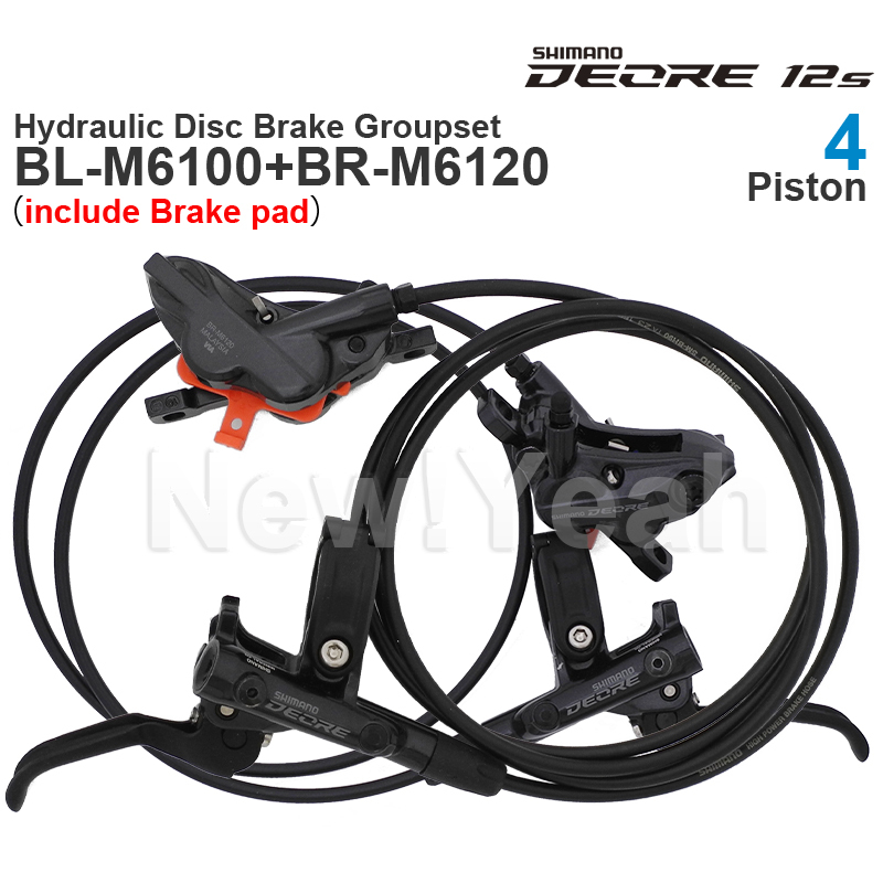 SHIMANO DEORE M6100 M6120 Hydraulic Disc Brake - 4 Piston  with BL-M6100 Brake Lever and  BR-M6120 Brake Caliper Original Parts